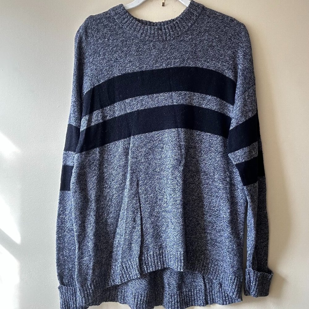 American Eagle Black and Gray Striped Sweater